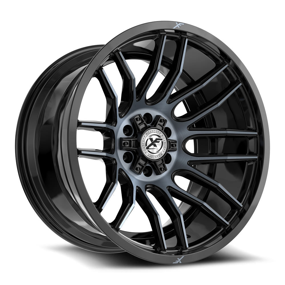 XF Off-Road XF-232 22x12 6x135 6x139.7 -44 Cb 106.4 Gloss Black & Machined Titanium Double Dark Tint