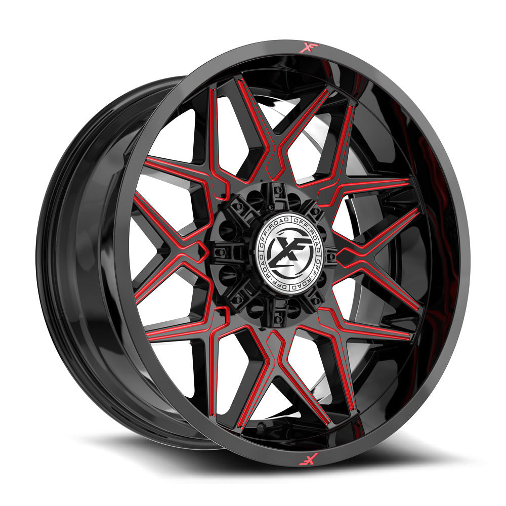 XF Off-Road XF-238 22x10 8x165.1 8x180 -18 Cb 125.2 Gloss Black & Red Milled