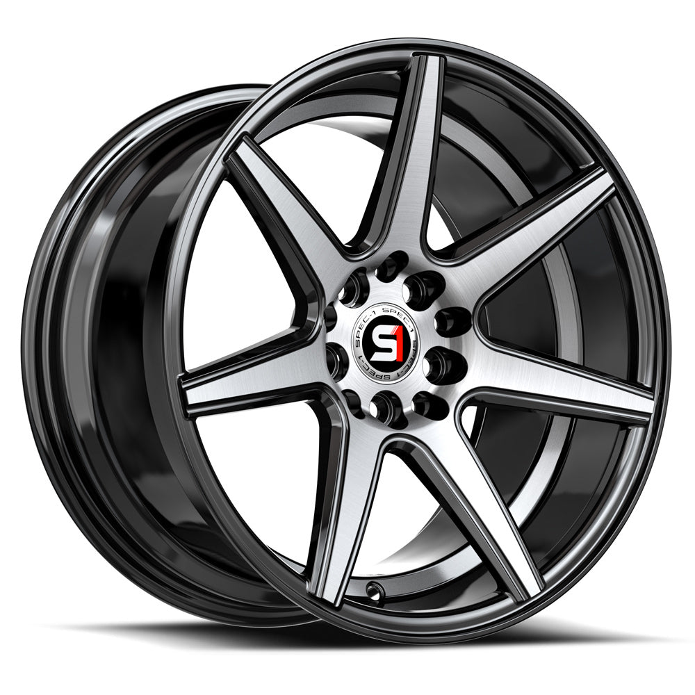 Spec-1 SP-73 18x8.0 4x100 4x114.3 +38 Cb 73.1 Gloss Black Machined & undercut