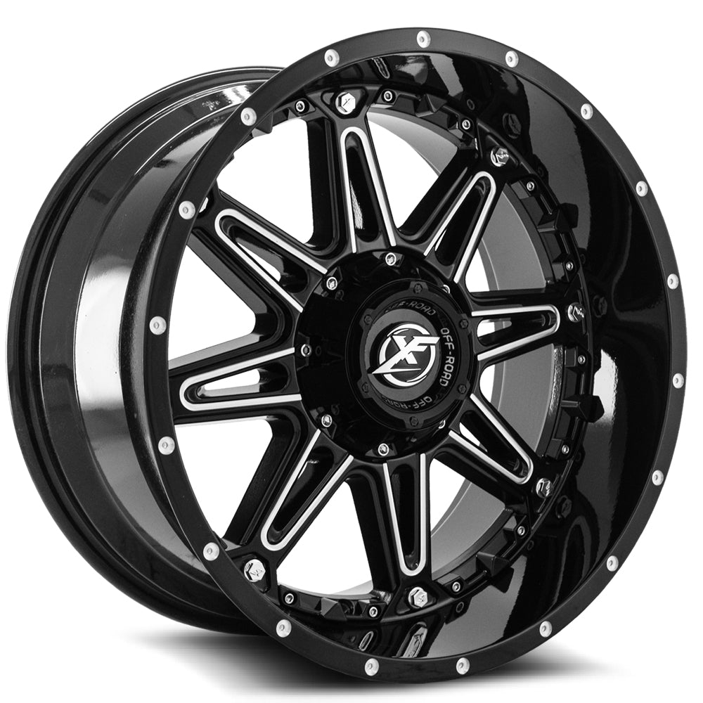 Xf Off-Road Xf-217 20X10 5X114.3 5X127 -24 Cb 78.1 Gloss Black & Milled + Black Inserts