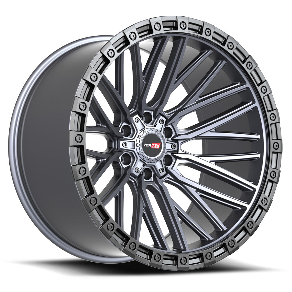 Vortek VRT-608 APOLLO 17x9 6x135 6x139.7 -12 Cb 106.1 Matte Titanium With Black Bead Ring