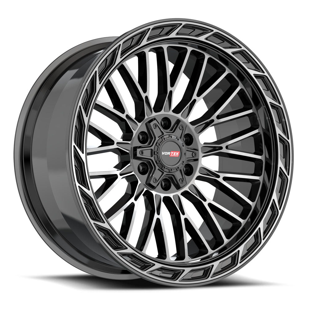 Vortek VRP-502 FORZA 20x9.0 6x135 6x139.7 0 Cb 106.1 Black & Diamond Cut Center With Dark Tint