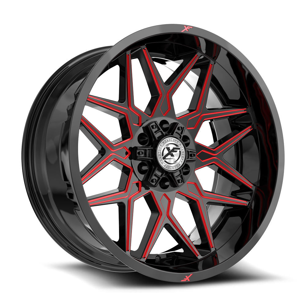 XF Off-Road XF-238 20x9 6x135 6x139.7 +12 Cb 106.4 Gloss Black & Red Milled
