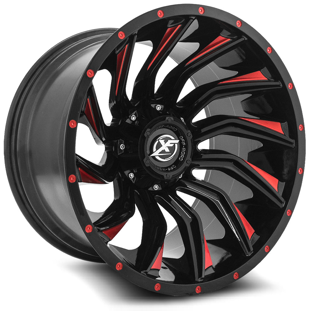 XF Off-Road XF-224 20X9 5X127 5X139.7 +12 Cb 78.1 Gloss Black & Red Milled