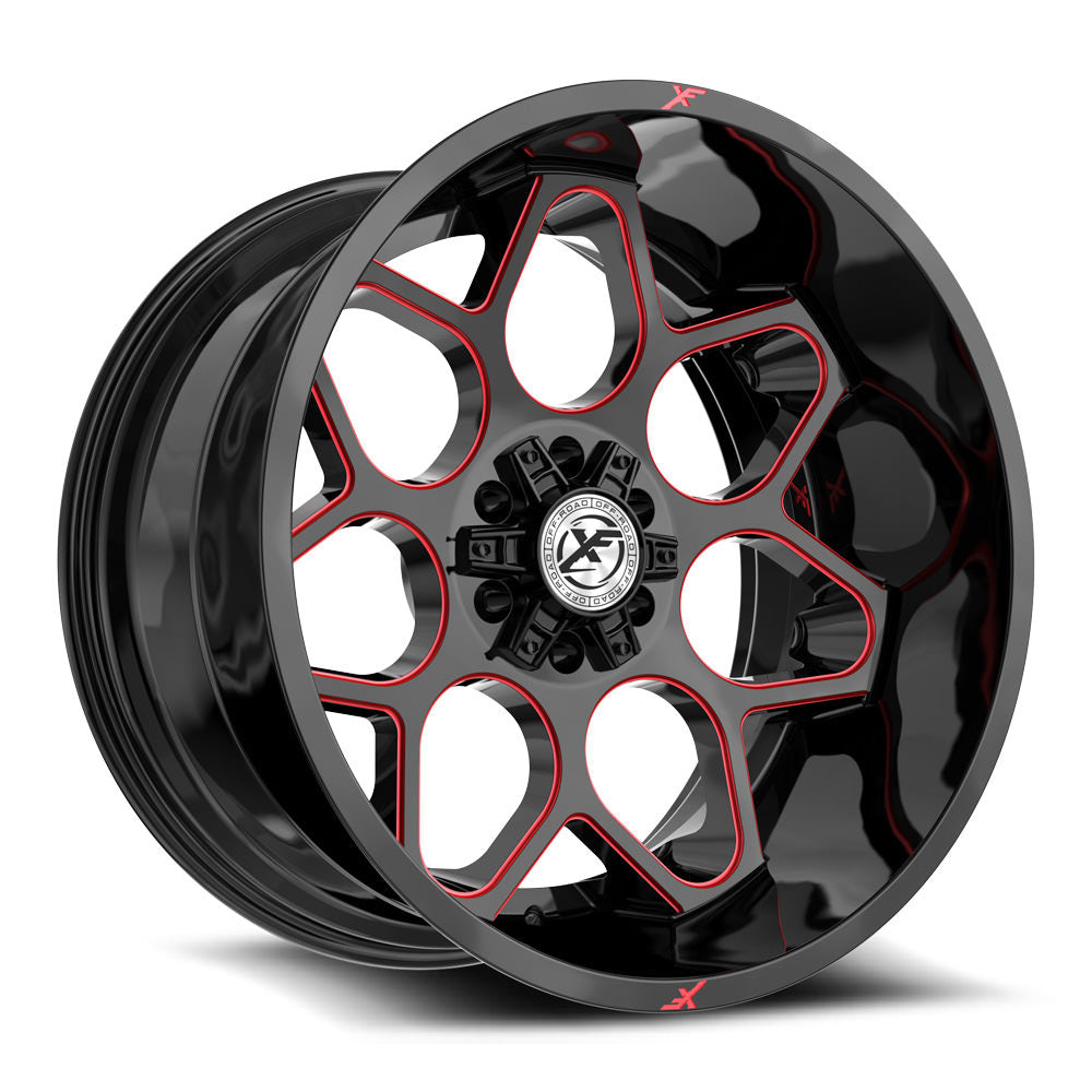 XF Off-Road XF-233 20x9 6x135 6x139.7 +12 Cb 106.4 Gloss Black & Red Milled