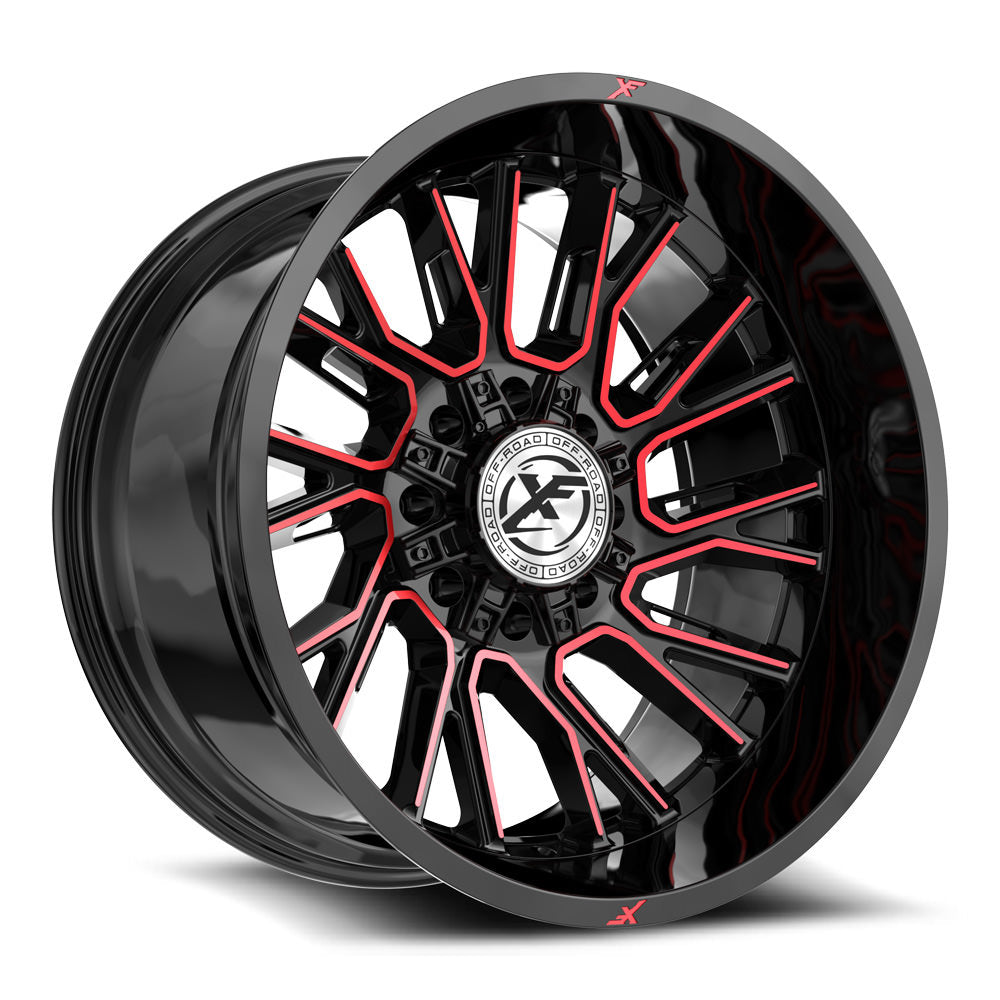 XF Off-Road XF-230 22X10 8X165.1 8X180 -18 Cb 125.2 Gloss Black & Red Machined