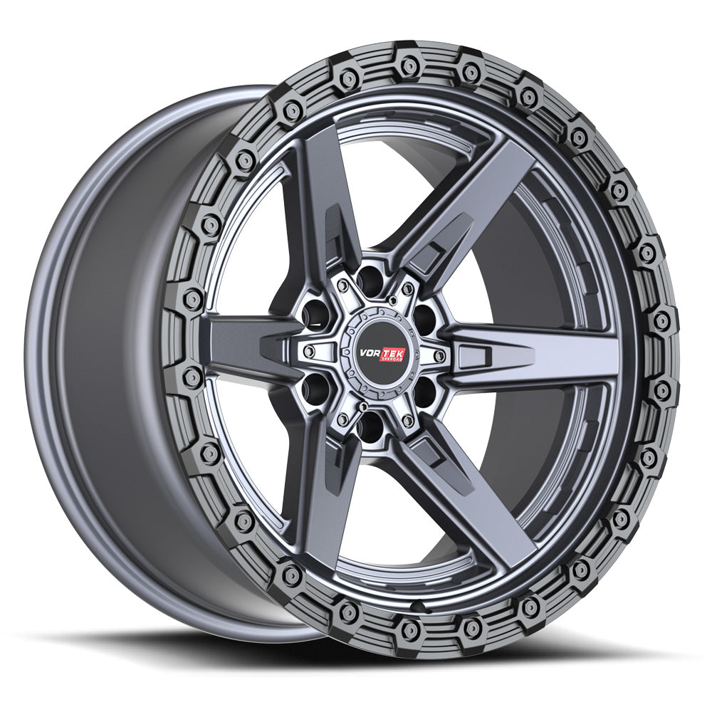 Vortek VRT-602 ARGON 20x9.0 6x135 6x139.7 0 Cb 106.1 Matte Titanium With Black Bead Ring