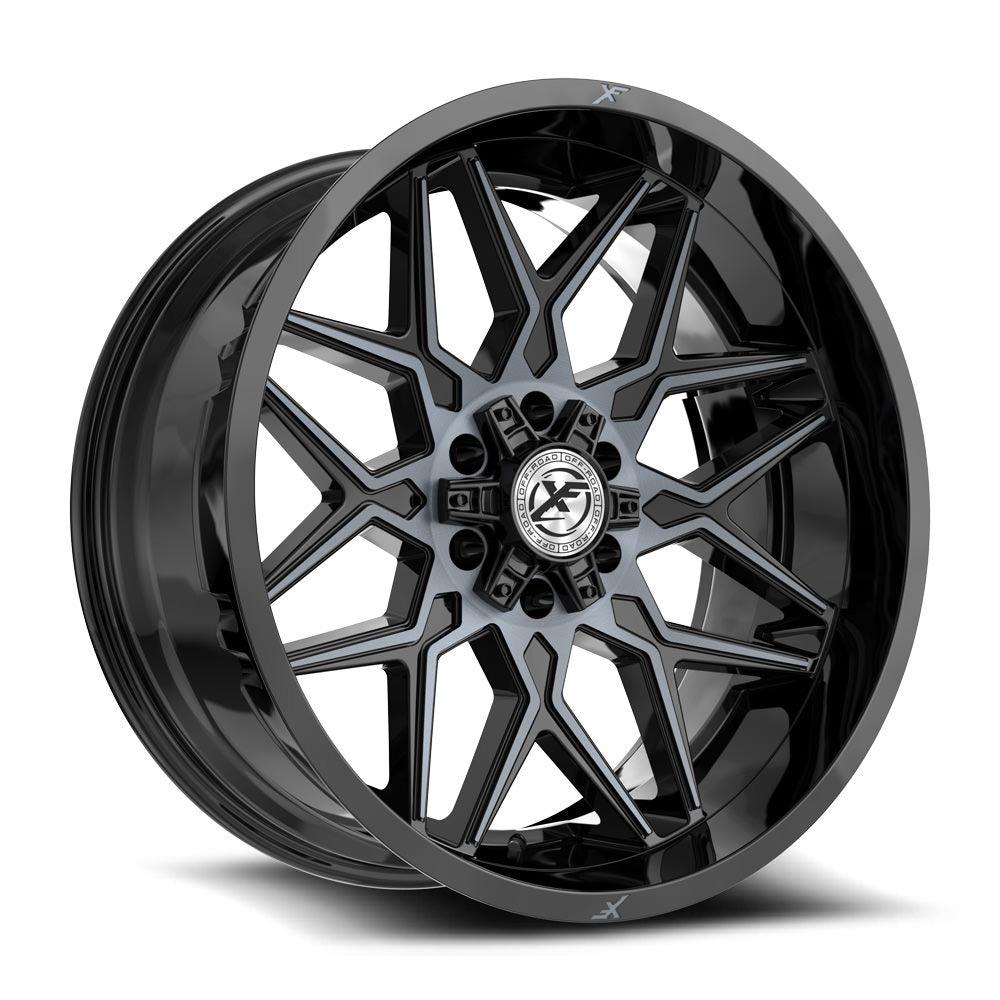 XF Off-Road XF-238 20x9 5x127 5x139.7 +12 Cb 78.1 Gloss Black & Machined Titanium Double Dark Tint