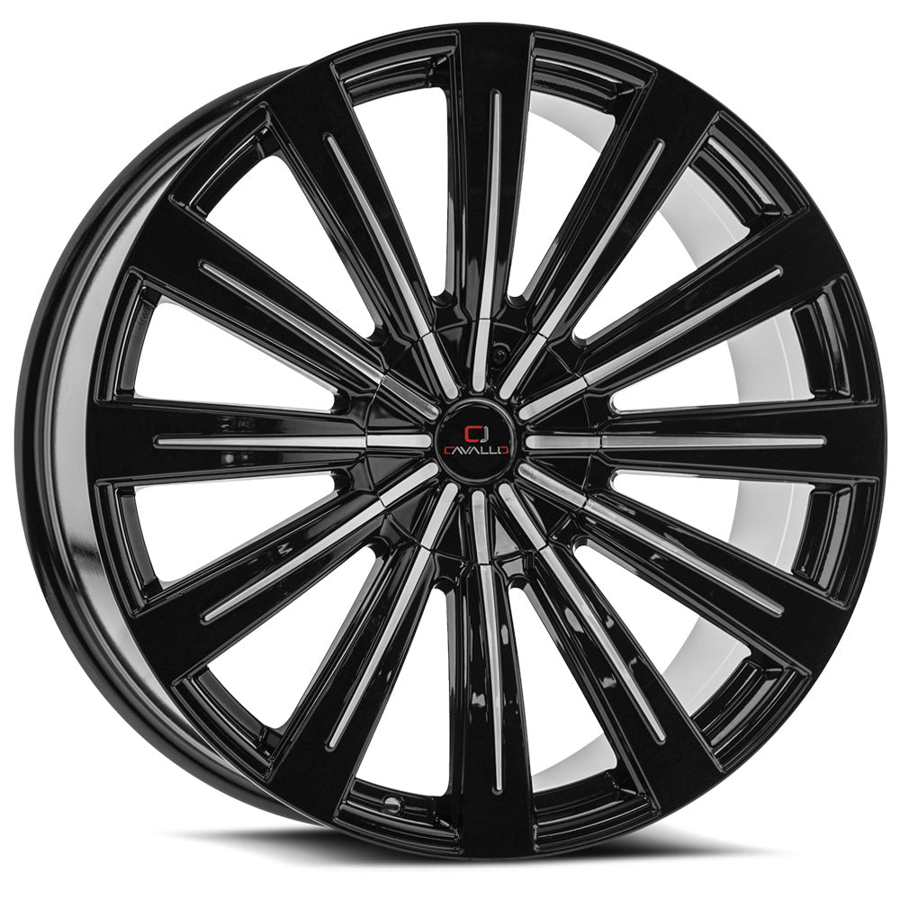 Cavallo CLV-49 22x9.5 5x 6x Blank +15 Cb 78.1 Gloss Black & Machined