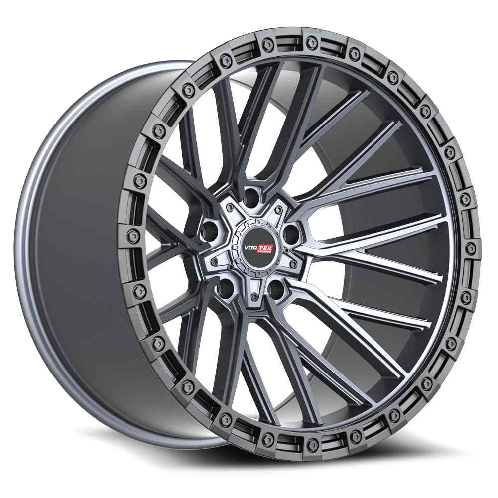 Vortek VRT-608 APOLLO 20x10 5x127 5x139.7 -12 Cb 78.1 Matte Titanium With Black Bead Ring
