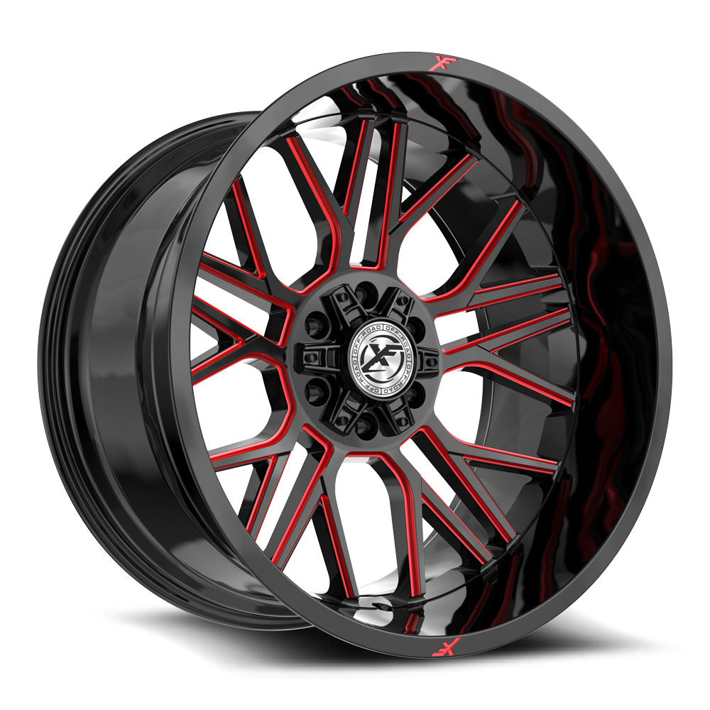 XF Off-Road XF-235 20x10 5x127 5x139.7 -24 Cb 78.1 Gloss Black & Red Milled