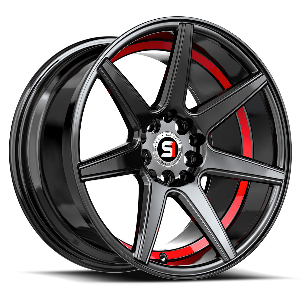 Spec-1 SP-73 17x7.5 5x105 5x114.3 +42 Cb 73.1 Gloss Black & Red Under Cut