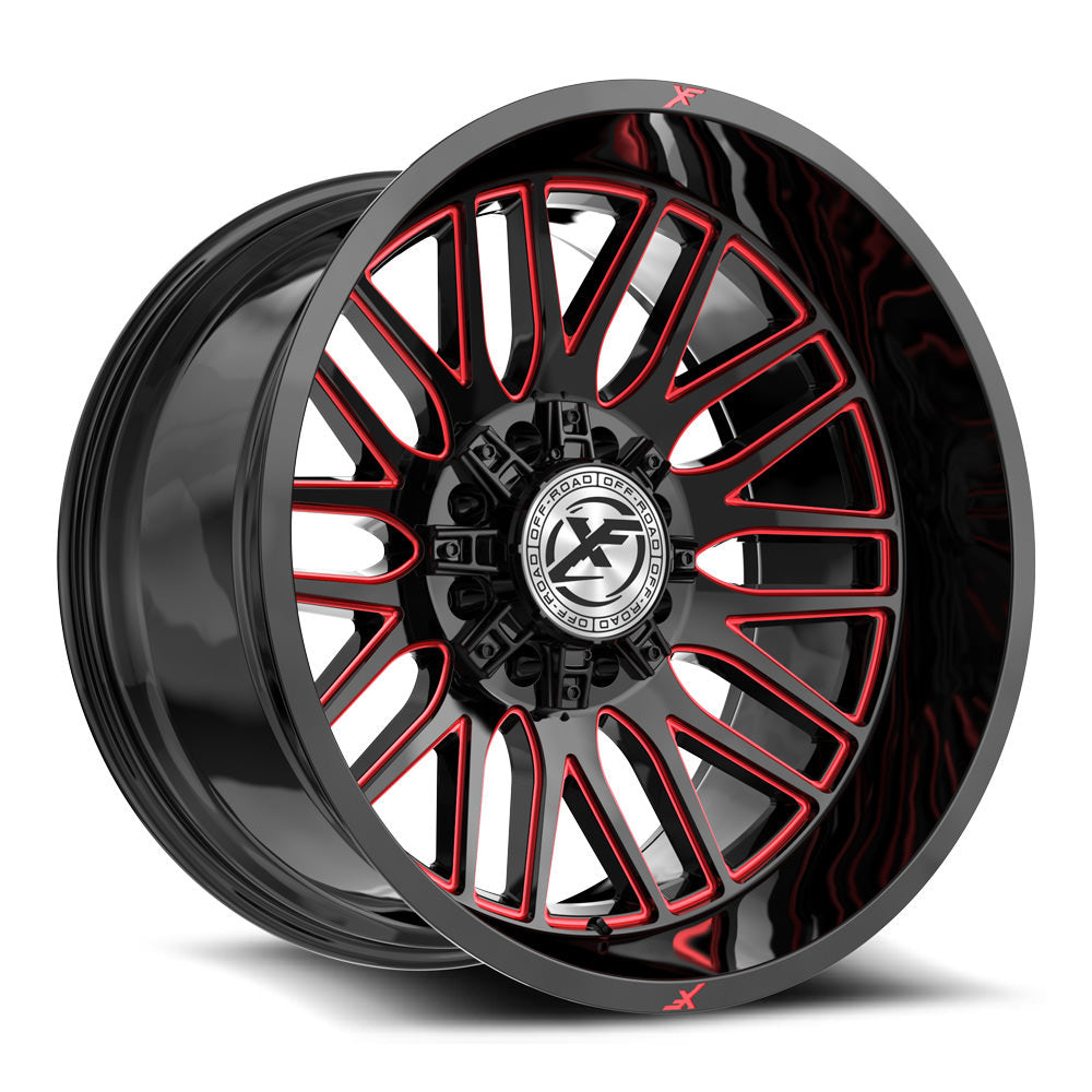 XF Off-Road XF-240 24x12 8x165.1 8x180 -44 Cb 125.2 Gloss Black & Red Milled