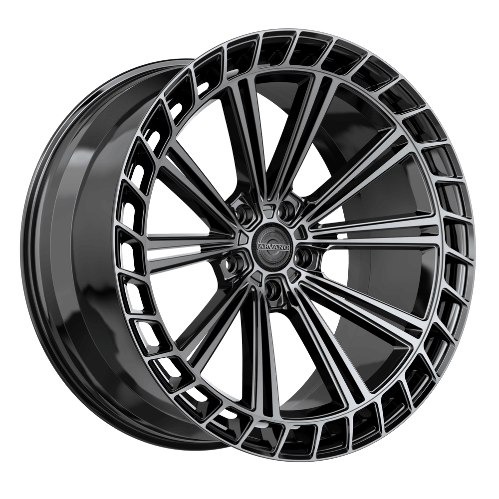 Arvano AVX-103 Portofino 20x9 5x Blank +15 Cb 57.1 Black & Diamond Cut Center With Dark Tint