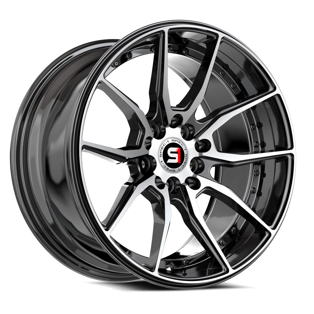 Spec-1 SP-77 16x8.0 4x100 4x114.3 +20 Cb73.1 Gloss Black & Machined