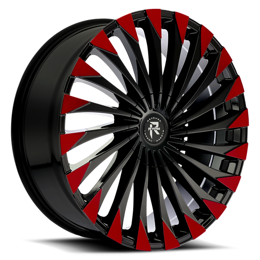 22" Revenge Luxury Wheels RL-106 Black Red Face 22X8.5 35ET