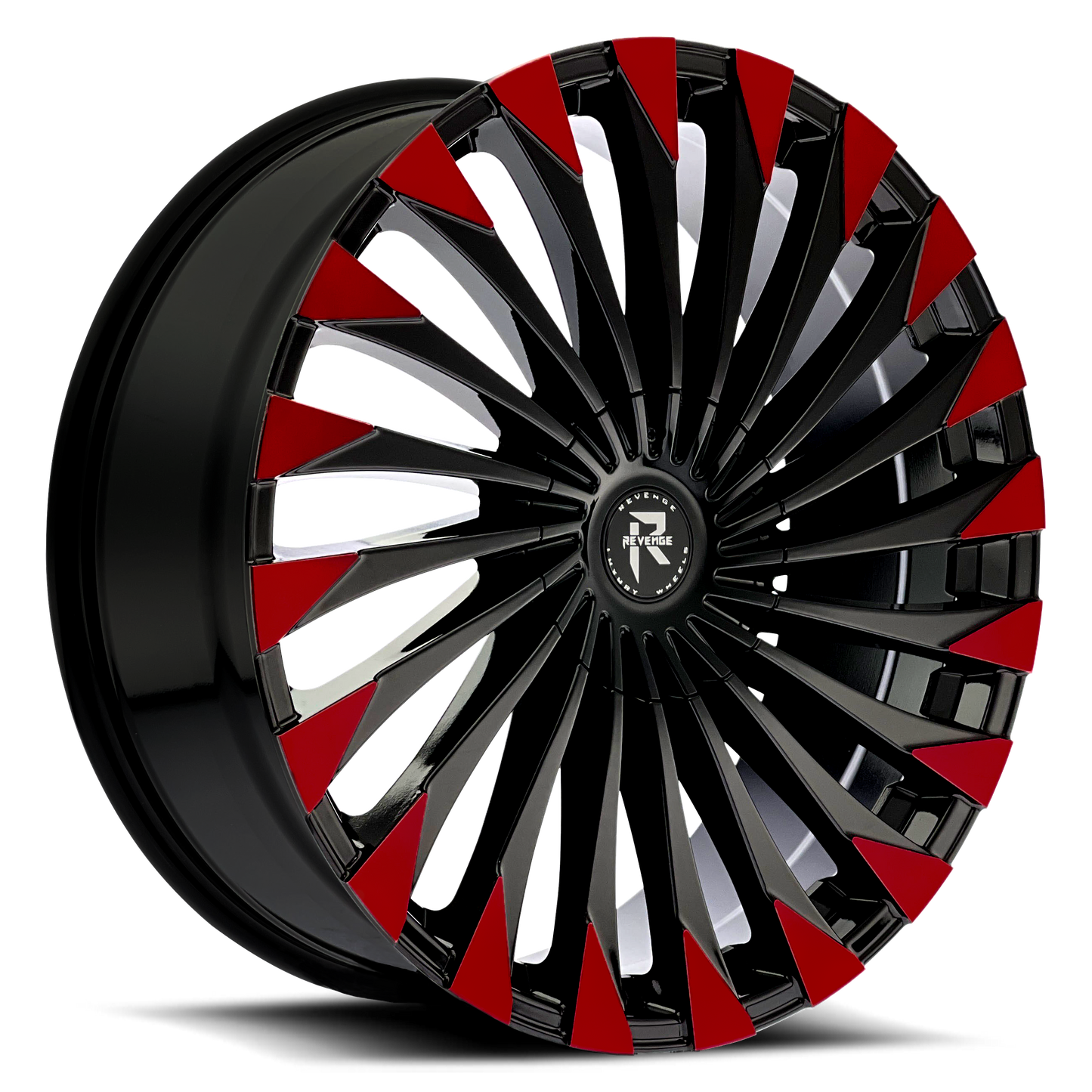 20" Revenge Luxury Wheels RL-106 Black Red Face 20X8.5 35ET