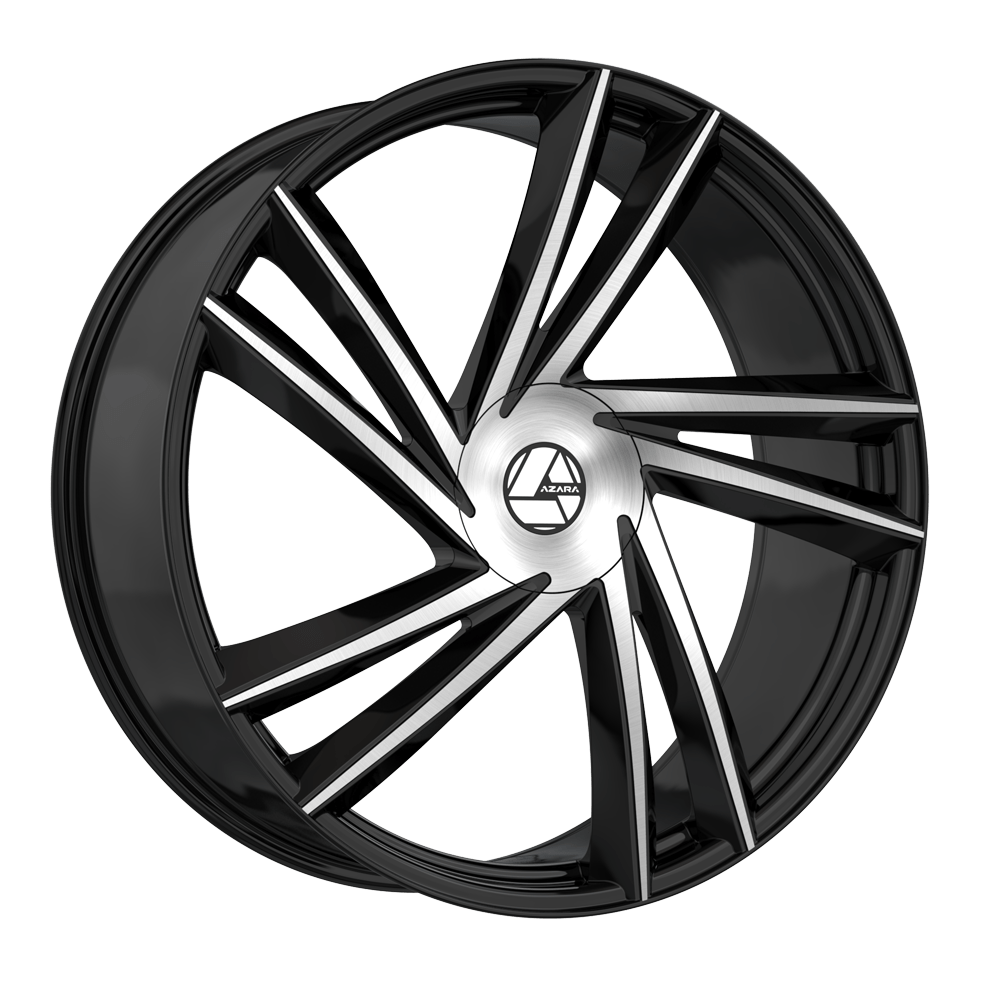 24×9 AZARA WHEELS AZA-529 GLOSS BLACK MACHINED