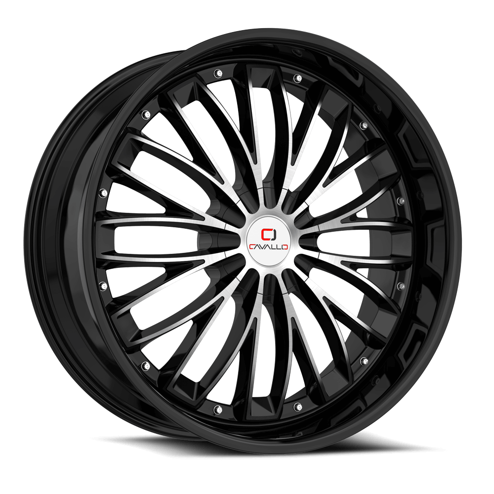 24×9 CAVALLO WHEELS CLV-42 GLOSS BLACK MACHINED