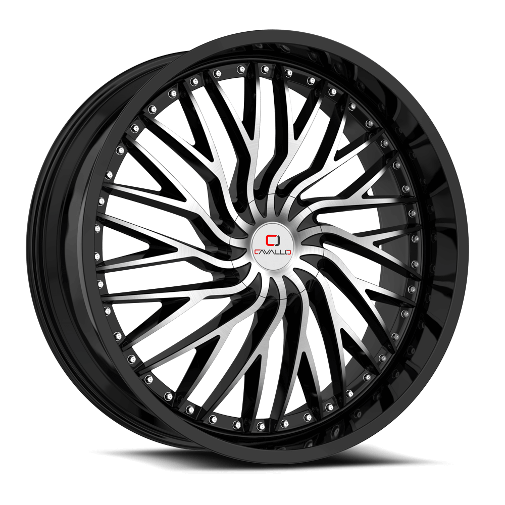 18×8.0 CAVALLO WHEELS CLV-43 GLOSS BLACK MACHINED