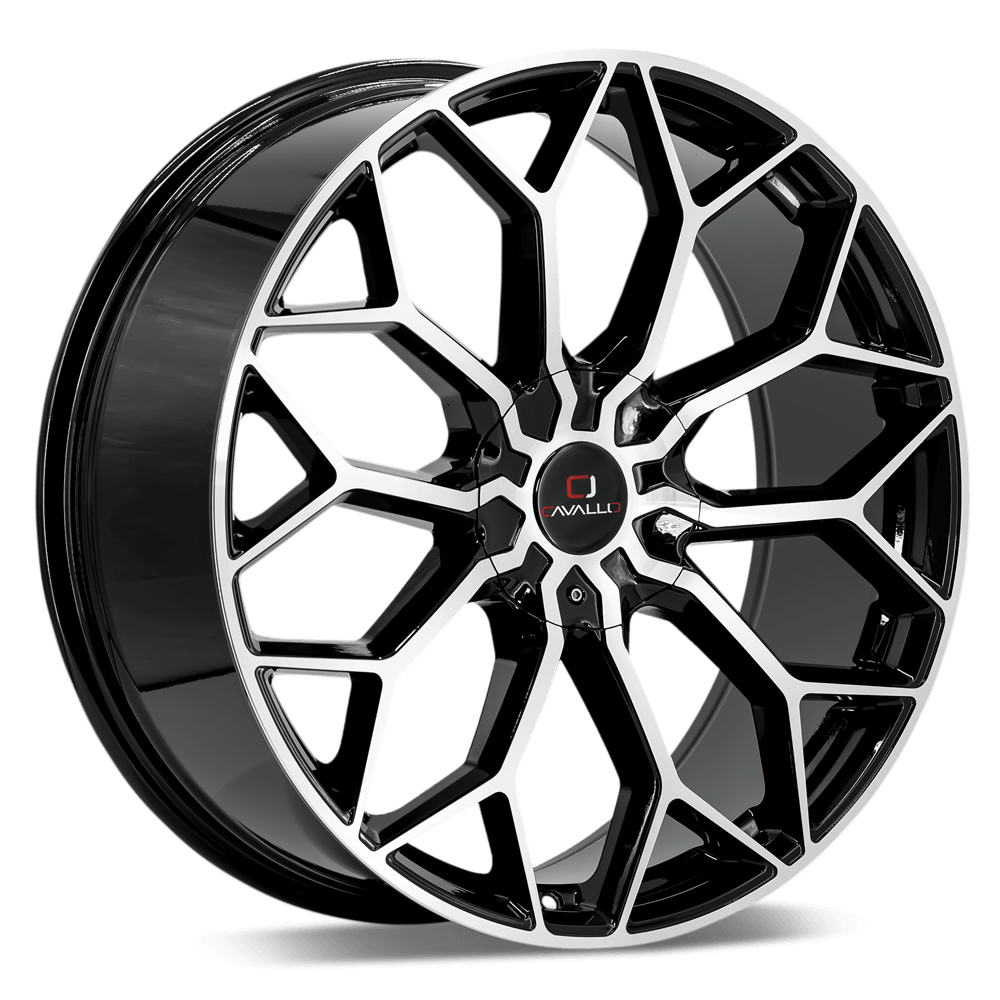 22×8.5 CAVALLO WHEELS CLV-44 GLOSS BLACK MACHINED