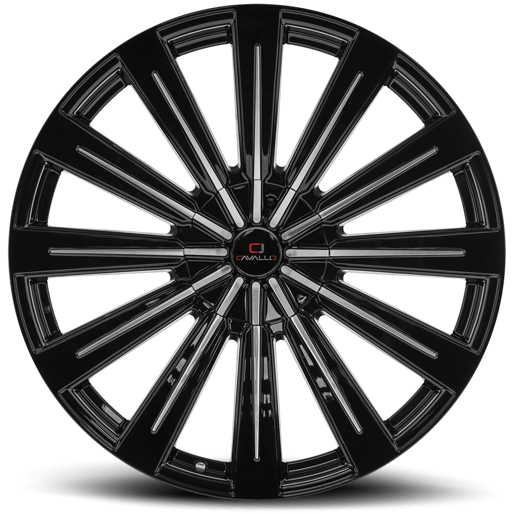 22" CAVALLO WHEELS CLV-49 GLOSS BLACK MACHINED