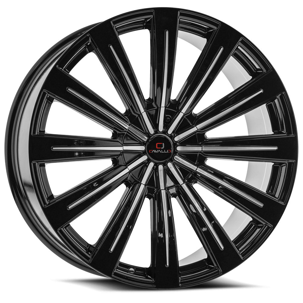 24" CAVALLO WHEELS CLV-49 GLOSS BLACK MACHINED