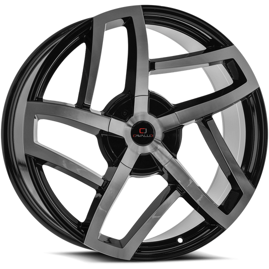 22" CAVALLO WHEELS CLV-50 GLOSS BLACK MACHINED
