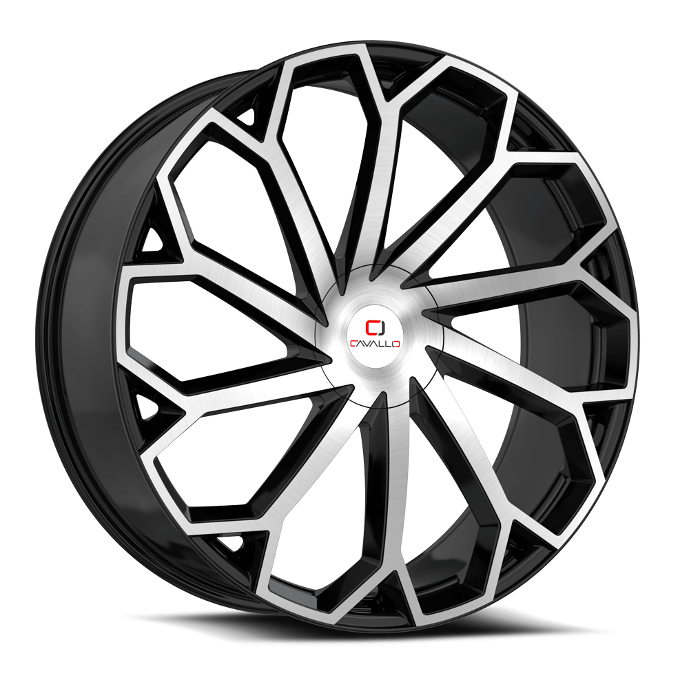 22×8.5 CAVALLO WHEELS CLV-51 GLOSS BLACK MACHINED