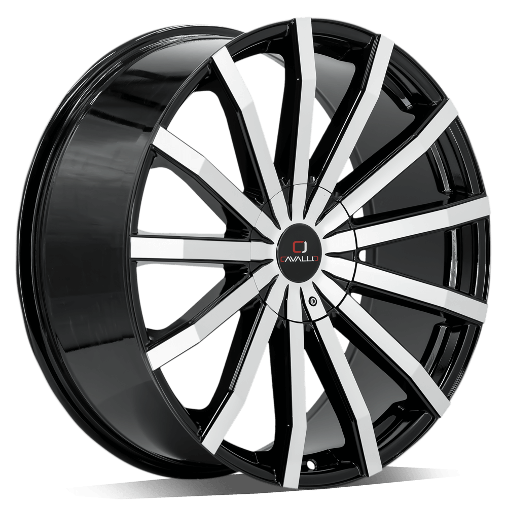 24" CAVALLO WHEELS CLV-52 GLOSS BLACK MACHINED
