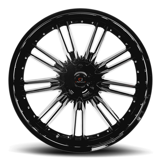 18×8.0 CAVALLO WHEELS CLV-54 GLOSS BLACK MACHINED