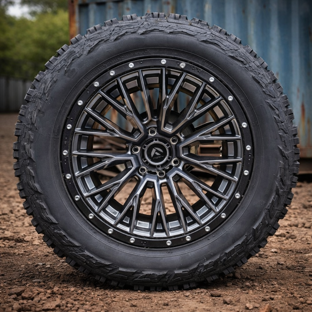 20" Fuel D848 Rebar Gray Wheels With 33" Tires Wheel and Tire Package