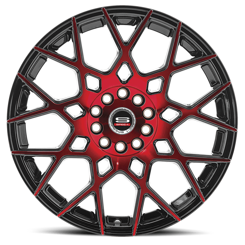 SPEC-1 WHEELS SP-52 GLOSS BLACK & RED MACHINED