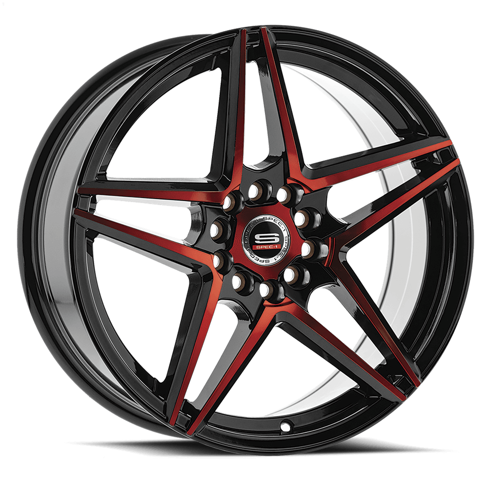 SPEC-1 WHEELS SP-54 GLOSS BLACK & RED MACHINED