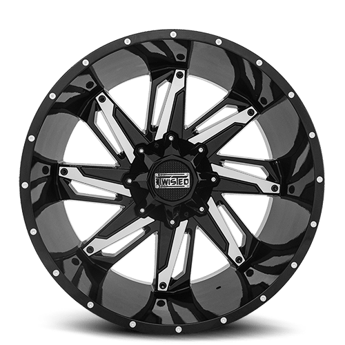 20X10 TWISTED WHEELS T-22 RAZOR GLOSS BLACK MACHINED