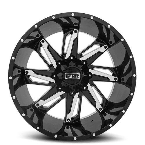 20X9.0 TWISTED WHEELS T-22 RAZOR GLOSS BLACK MACHINED