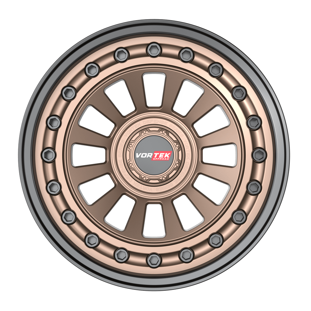 17×9 VORTEK WHEELS VRD-702 MATTE BRONZE BLACK BOLTS / LIP