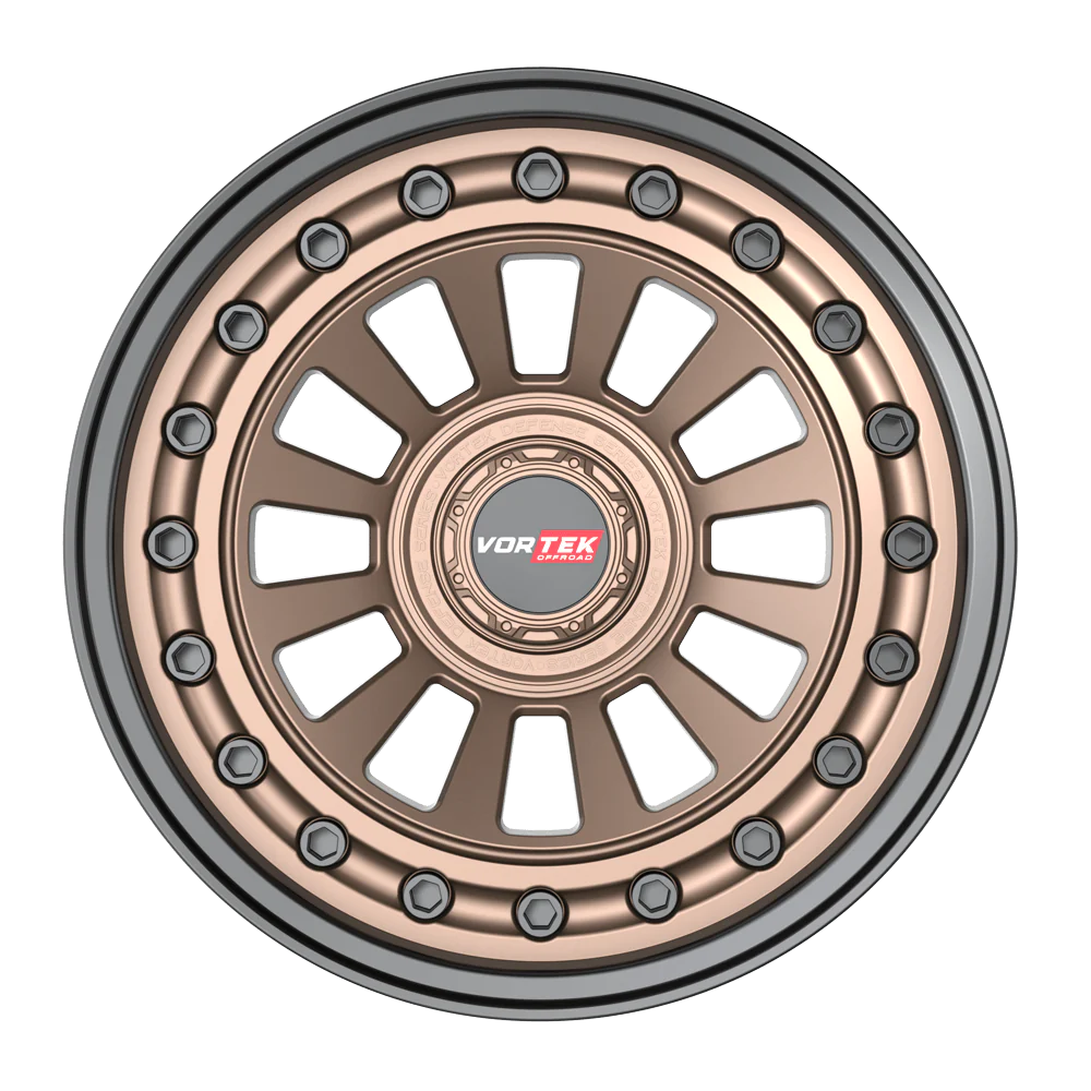 18×9 VORTEK WHEELS VRD-702 MATTE BRONZE BLACK BOLTS / LIP