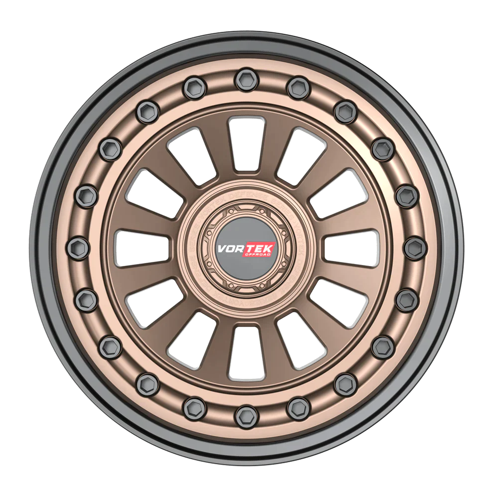 20×9.5 VORTEK WHEELS VRD-702 MATTE BRONZE BLACK BOLTS / LIP