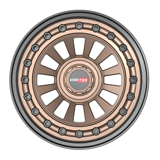 20×9.5 VORTEK WHEELS VRD-702 MATTE BRONZE BLACK BOLTS / LIP