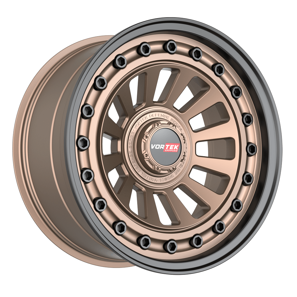 17×9 VORTEK WHEELS VRD-702 MATTE BRONZE BLACK BOLTS / LIP