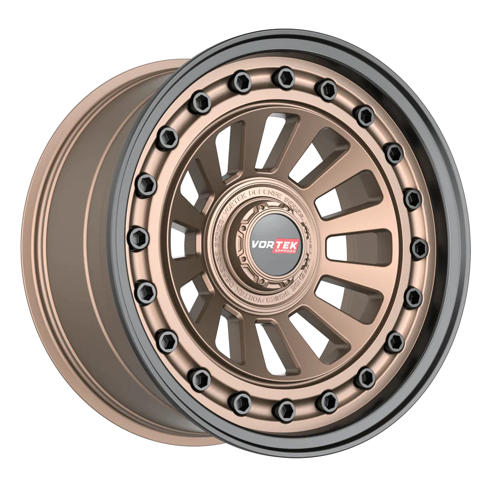 20×9.5 VORTEK WHEELS VRD-702 MATTE BRONZE BLACK BOLTS / LIP