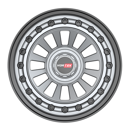 17×9 VORTEK WHEELS VRD-702 MATTE GUNMETAL BLACK BOLTS