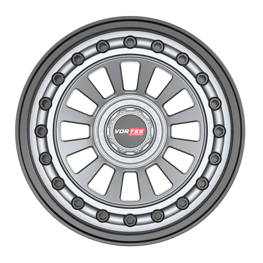 18×9 VORTEK WHEELS VRD-702 MATTE GUNMETAL BLACK BOLTS