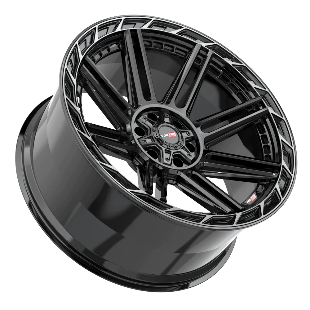 22X10 VORTEK WHEELS VRP-501 BLACK DIAMOND CUT RING W/ DARK TINT