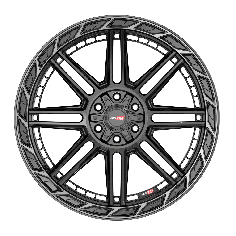 22X10 VORTEK WHEELS VRP-501 BLACK DIAMOND CUT RING W/ DARK TINT