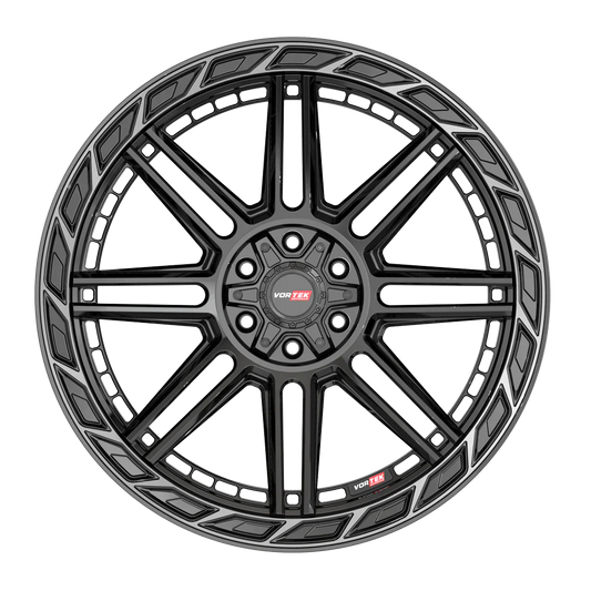 22X10 VORTEK WHEELS VRP-501 BLACK DIAMOND CUT RING W/ DARK TINT