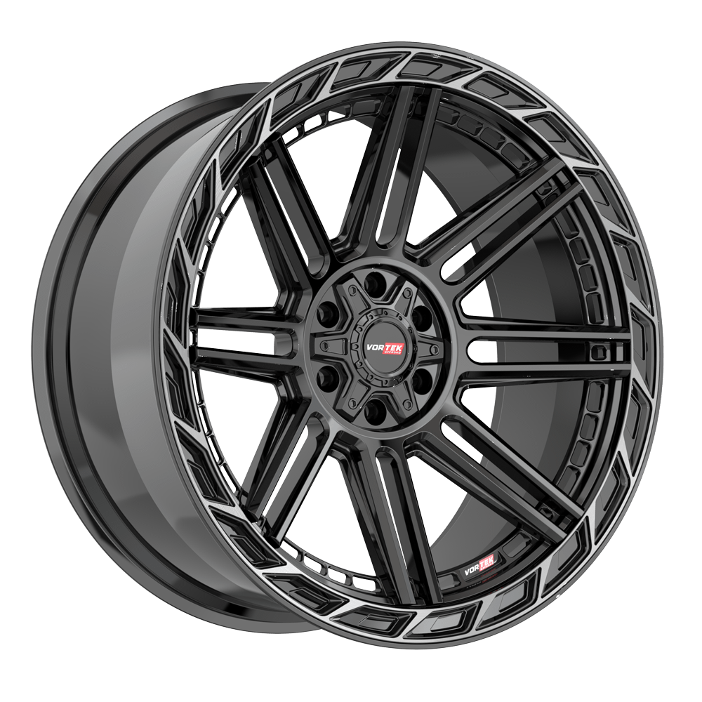 20X10 VORTEK WHEELS VRP-501 BLACK DIAMOND CUT RING W/ DARK TINT