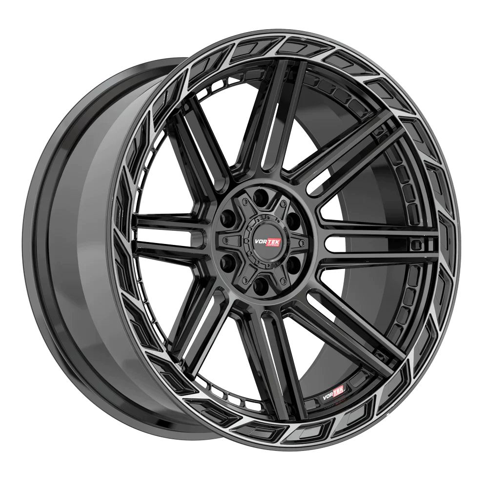 22X10 VORTEK WHEELS VRP-501 BLACK DIAMOND CUT RING W/ DARK TINT