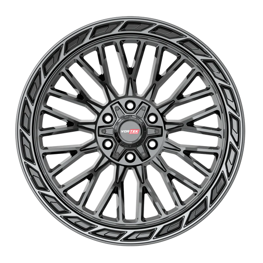 22X10 VORTEK WHEELS VRP-502 BLACK DIAMOND CUT RING W/ DARK TINT